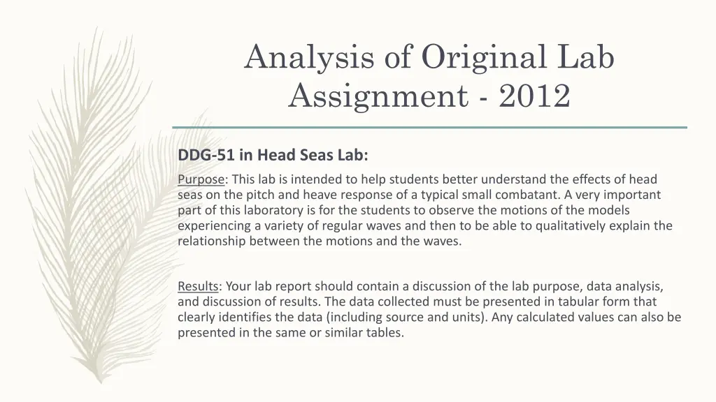 analysis of original lab assignment 2012
