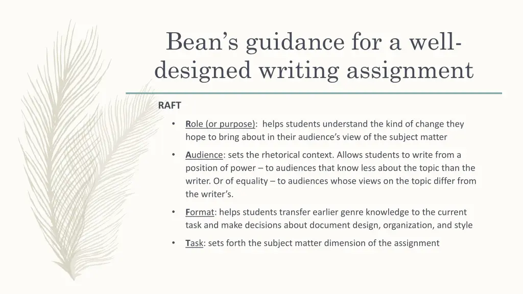 bean s guidance for a well designed writing 1