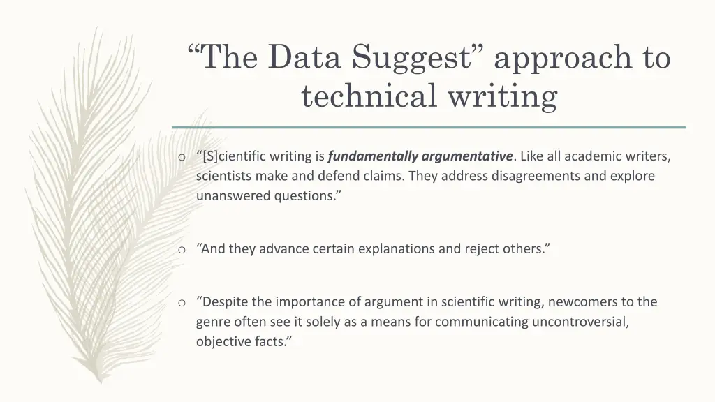 the data suggest approach to technical writing