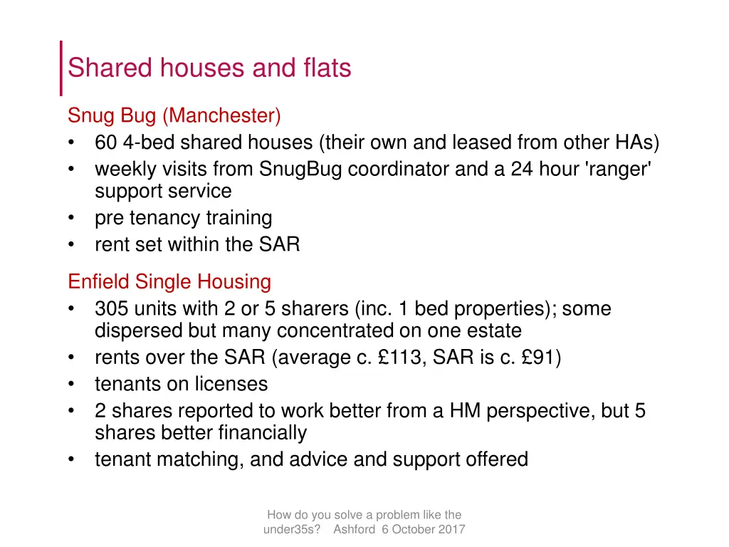 shared houses and flats