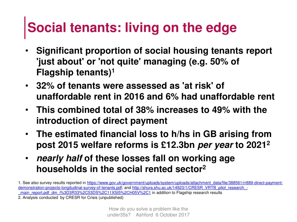 social tenants living on the edge