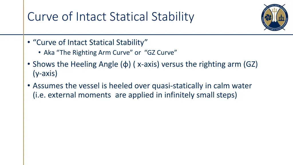 curve of intact statical stability