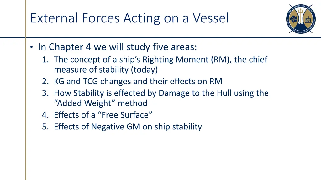 external forces acting on a vessel