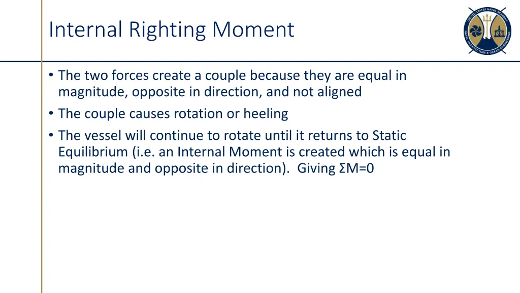 internal righting moment 1