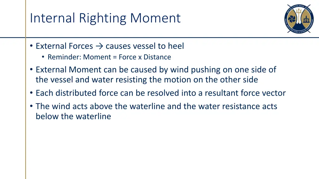 internal righting moment