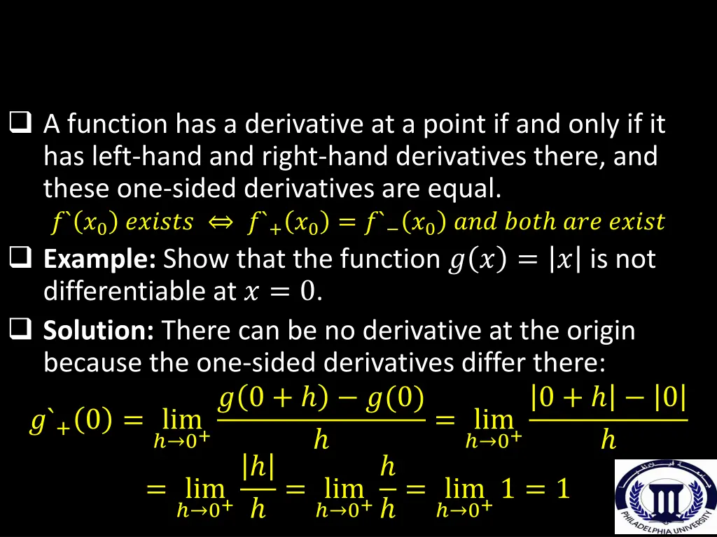a function has a derivative at a point
