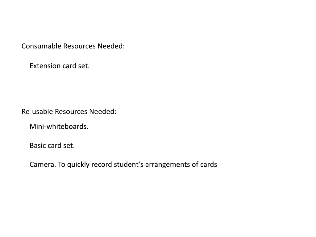 consumable resources needed