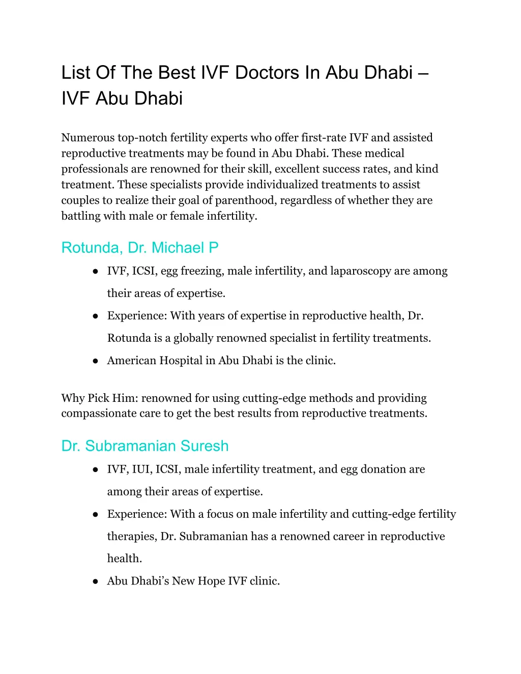 list of the best ivf doctors in abu dhabi