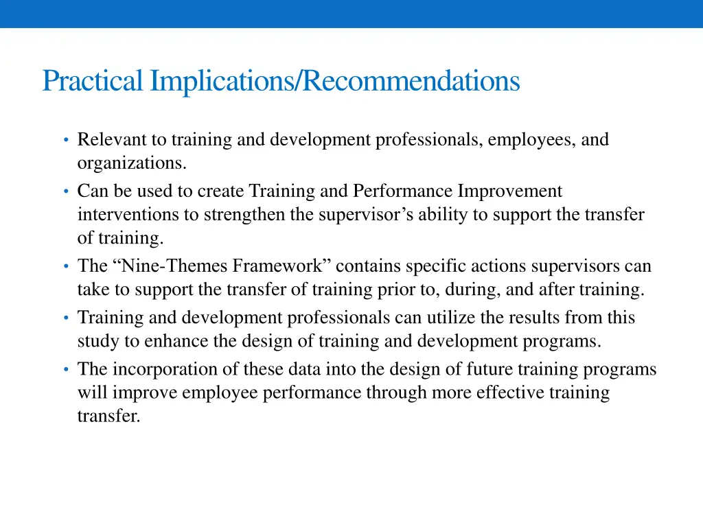 practical implications recommendations