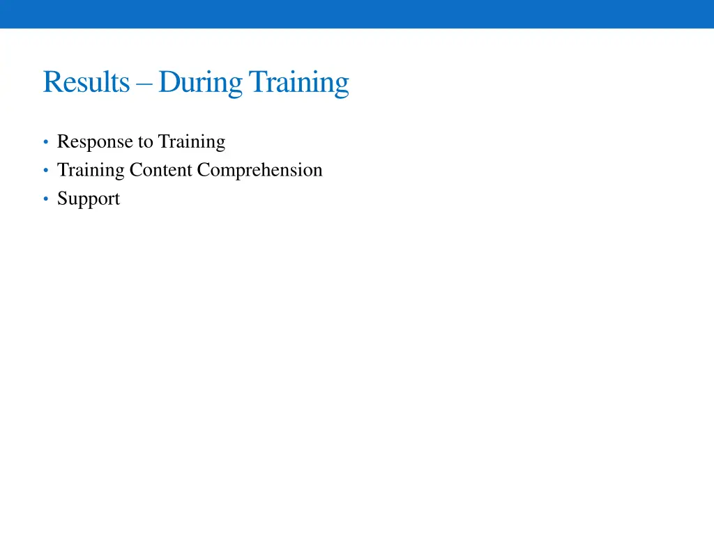 results during training