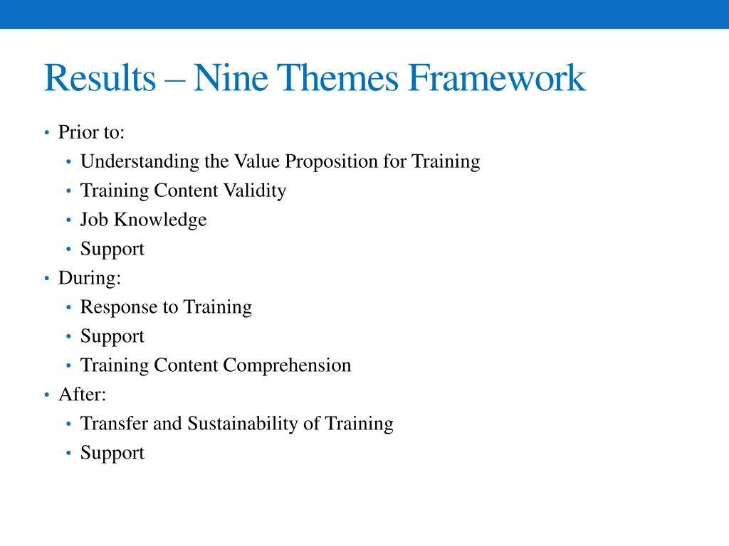 results nine themes framework