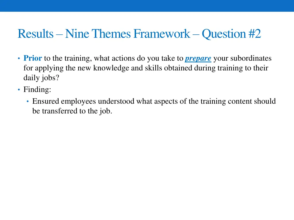 results nine themes framework question 2