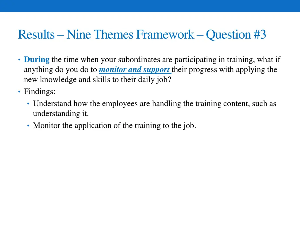 results nine themes framework question 3