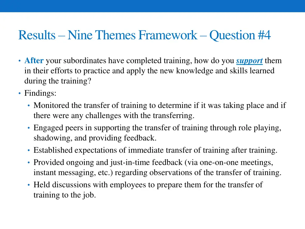 results nine themes framework question 4