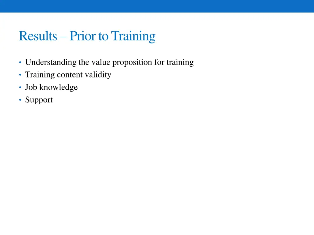 results prior to training
