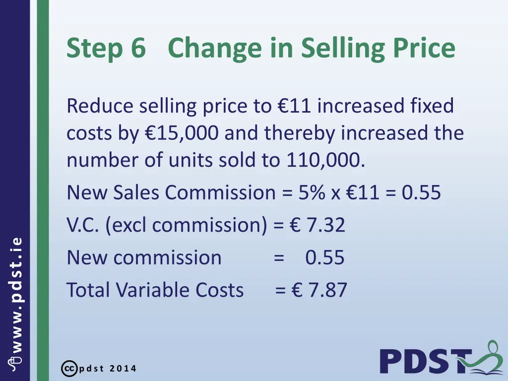 step 6 change in selling price