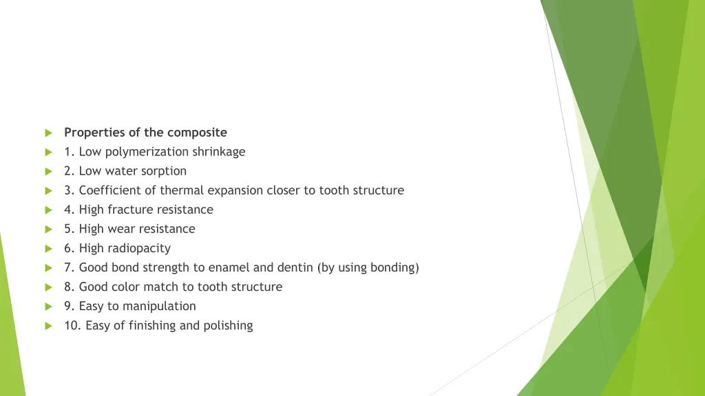 properties of the composite 1 low polymerization