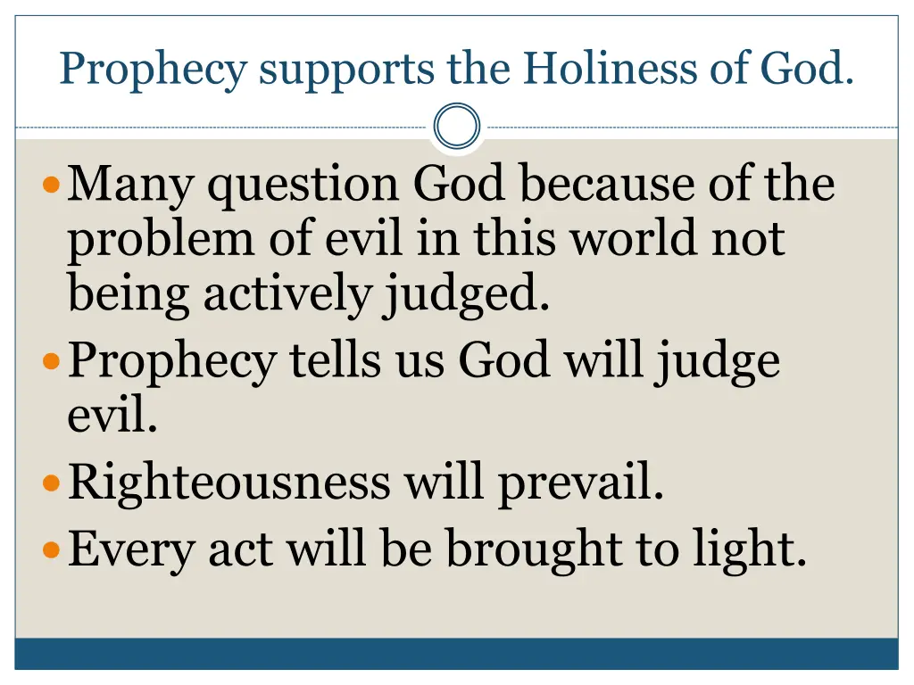 prophecy supports the holiness of god