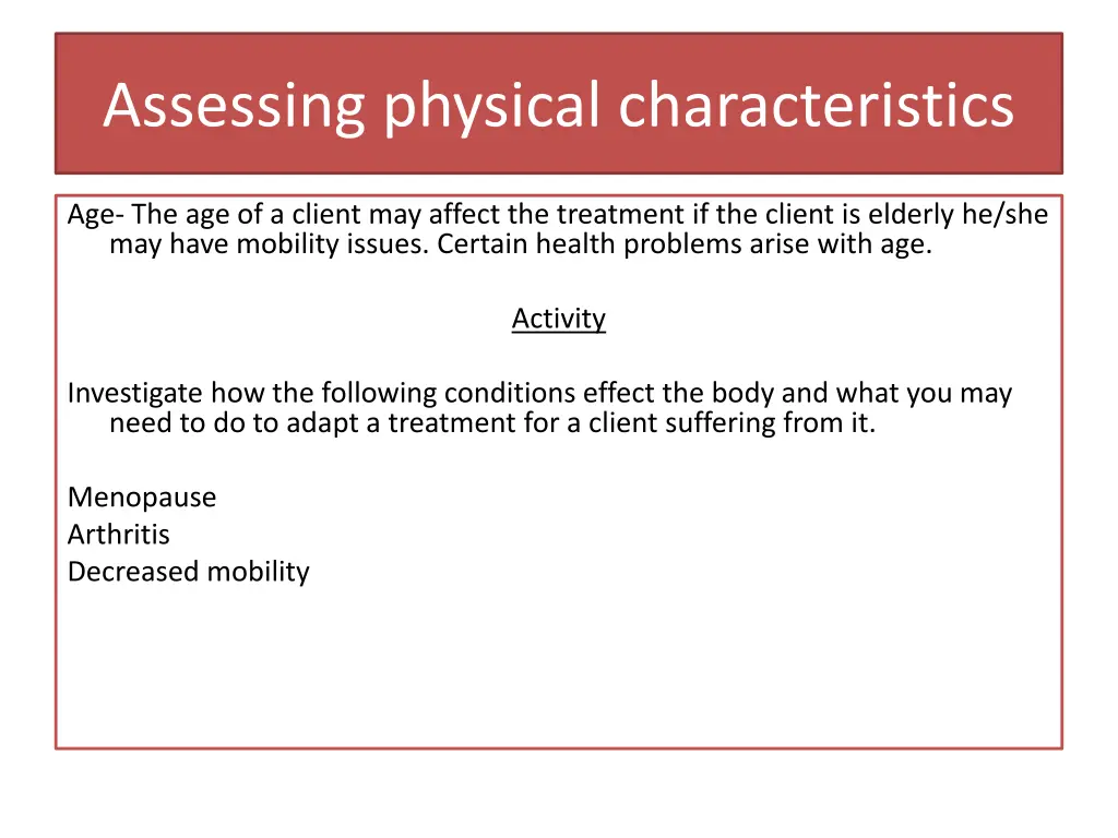 assessing physical characteristics 2