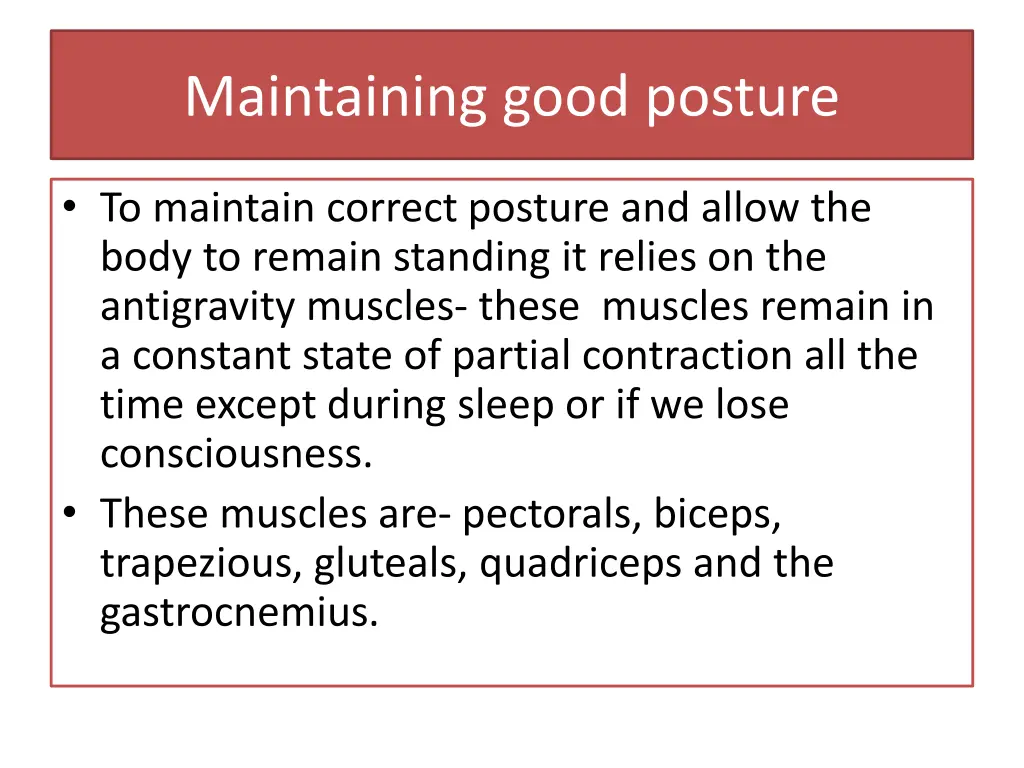 maintaining good posture