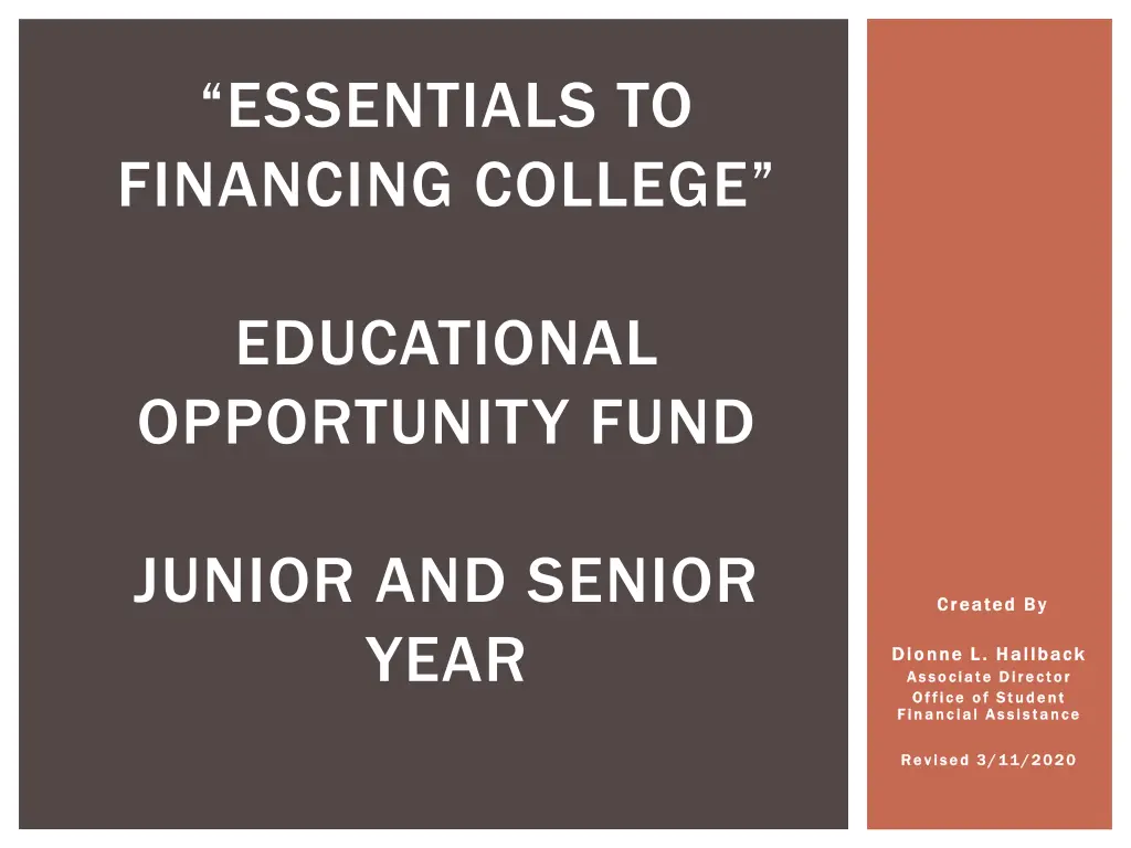 essentials to financing college