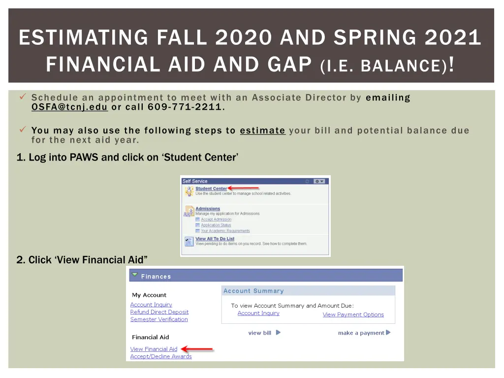 estimating fall 2020 and spring 2021 financial