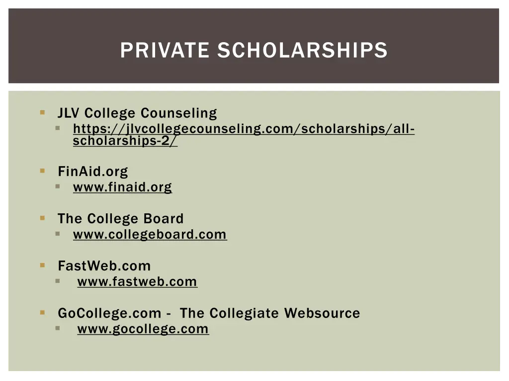 private scholarships