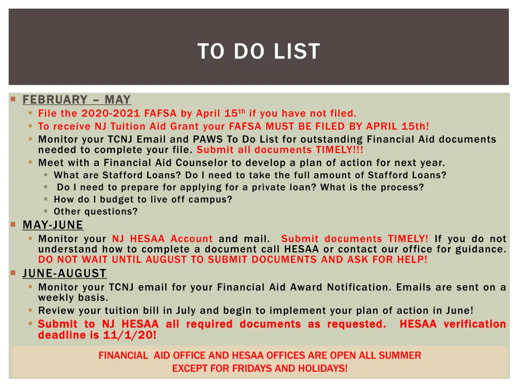 to do list