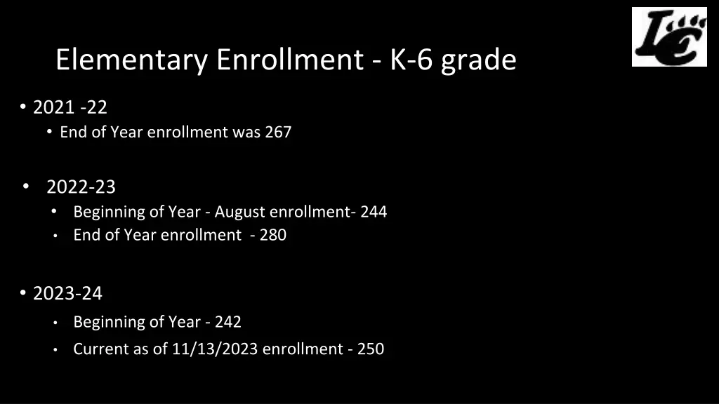 elementary enrollment k 6 grade