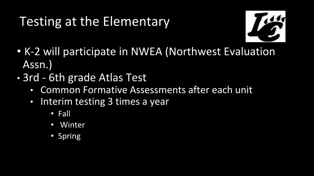 testing at the elementary