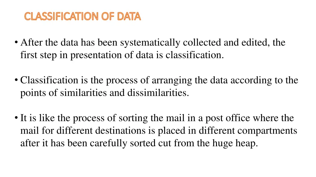 classification of data classification of data