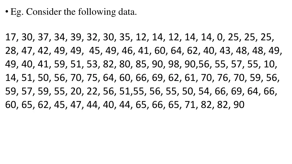 eg consider the following data