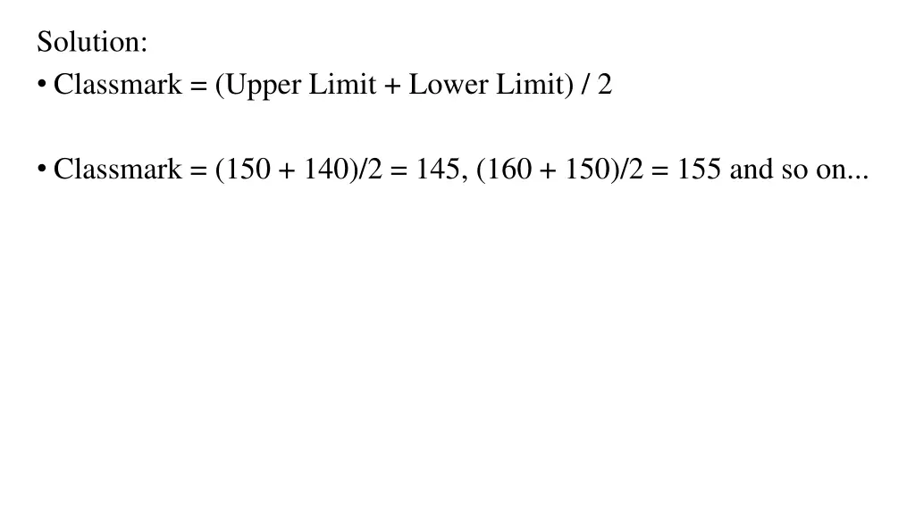 solution classmark upper limit lower limit 2