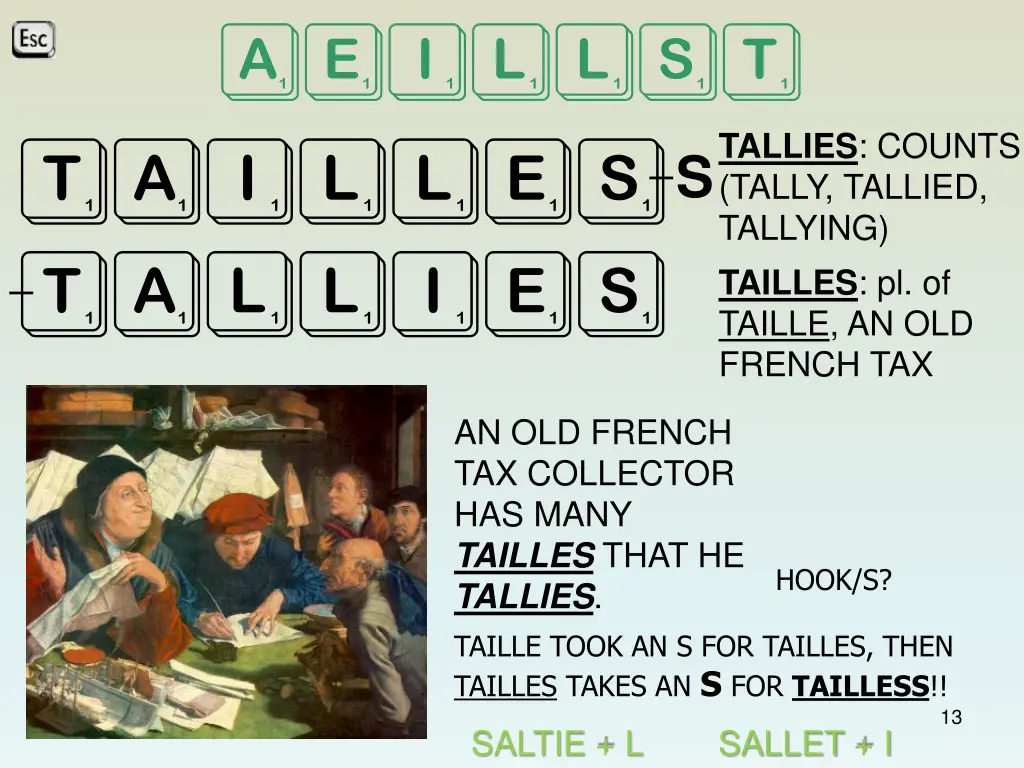 aeillst tailles tallies