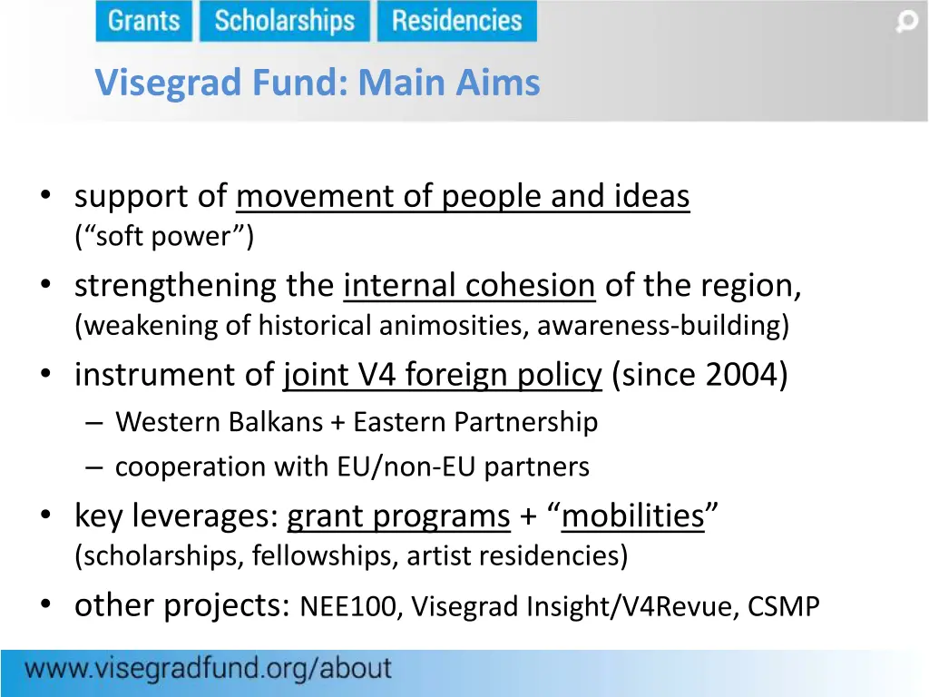 visegrad fund main aims