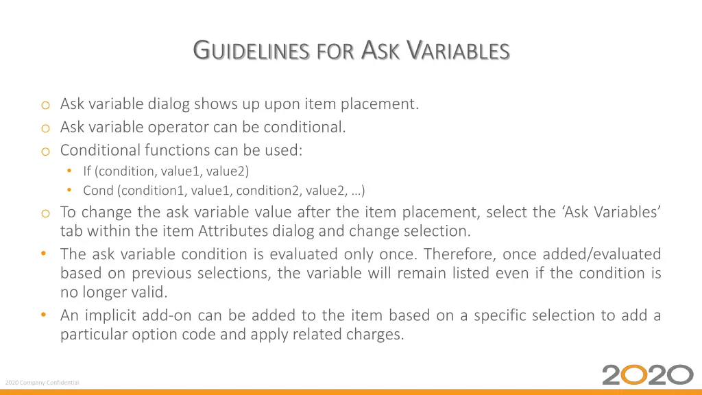 g uidelines for a sk v ariables