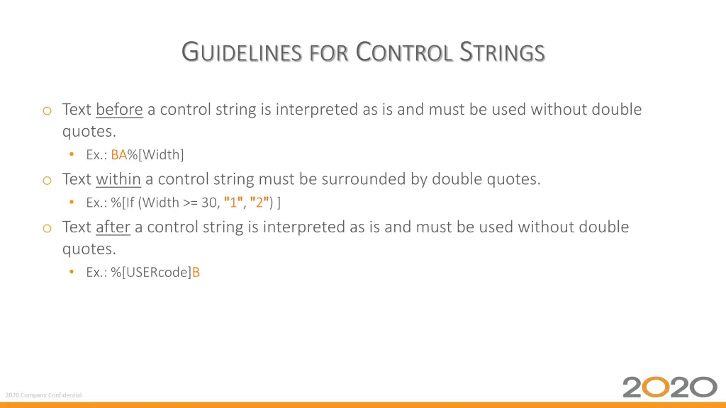 g uidelines for c ontrol s trings 1