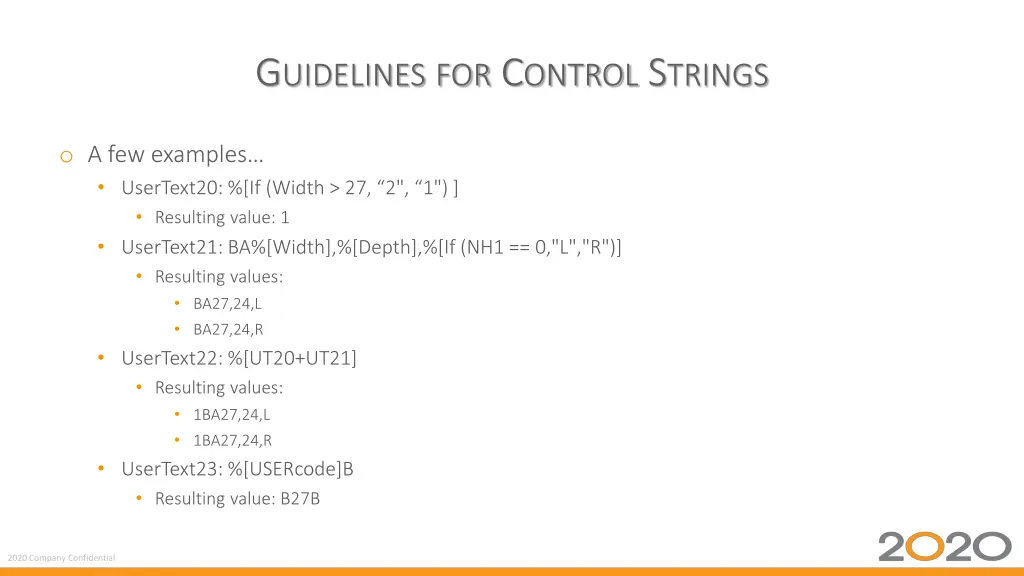 g uidelines for c ontrol s trings 2