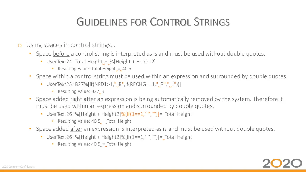 g uidelines for c ontrol s trings 3