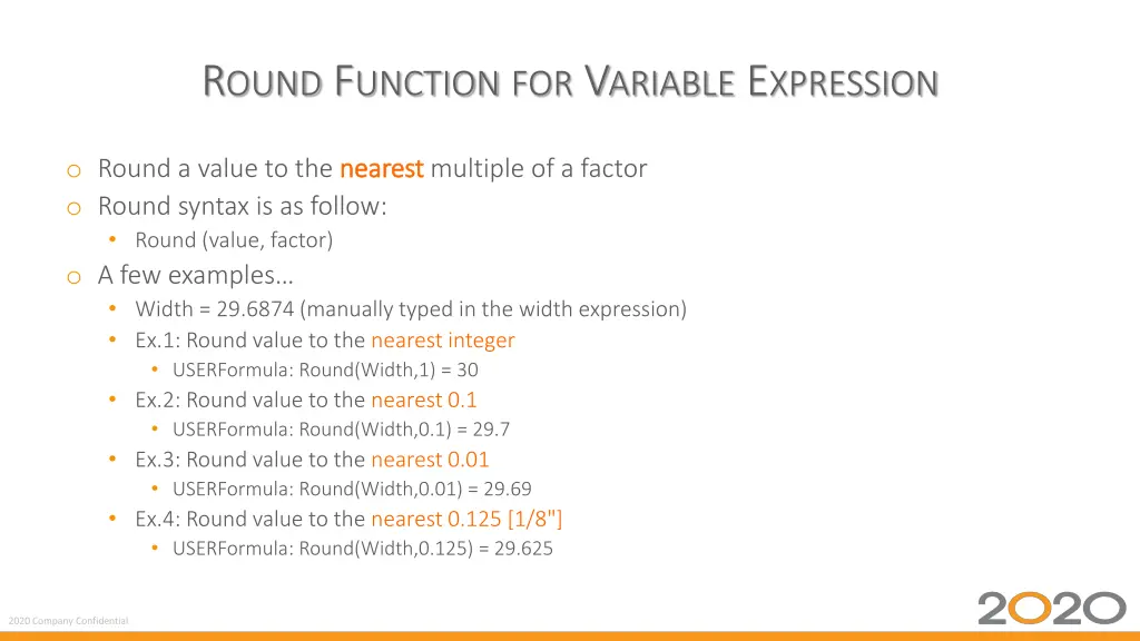 r ound f unction for v ariable e xpression 1