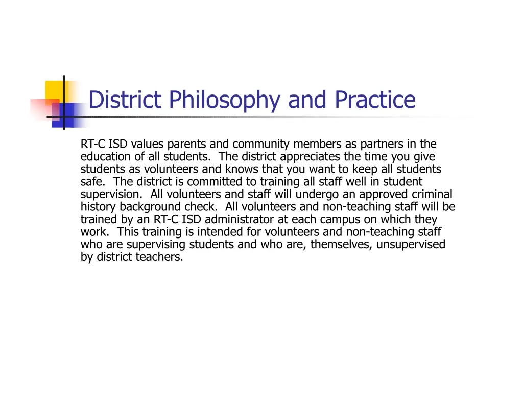 district philosophy and practice
