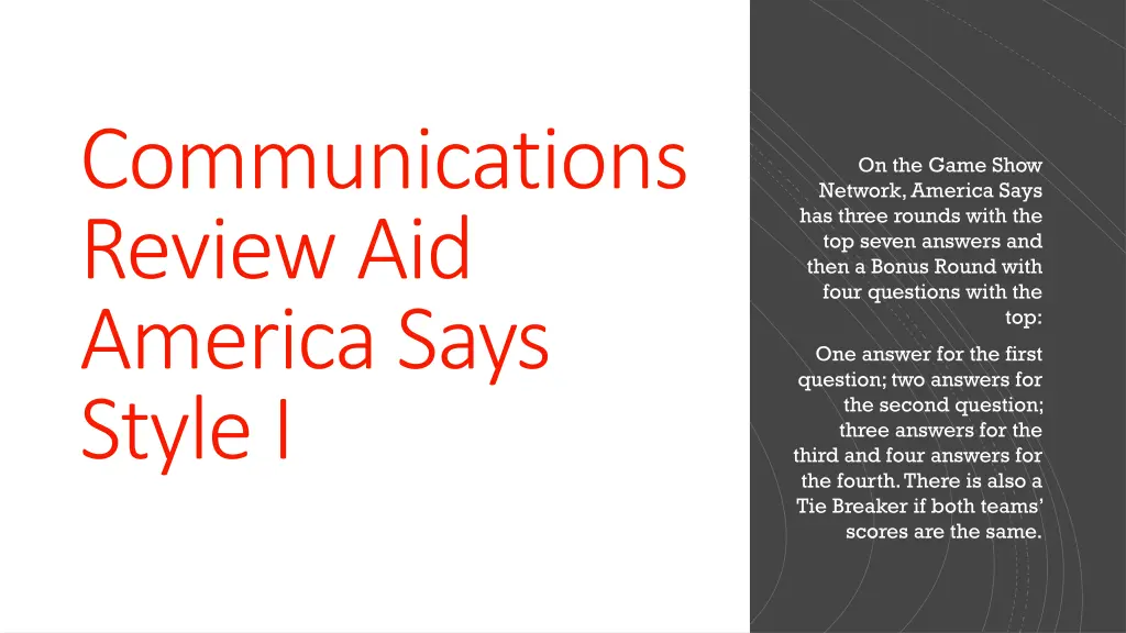 communications review aid america says style i