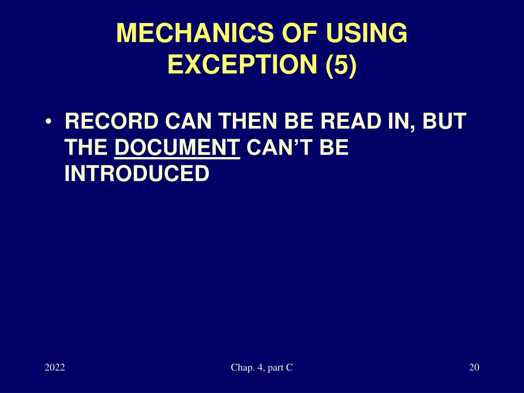 mechanics of using exception 5