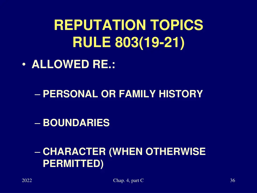 reputation topics rule 803 19 21
