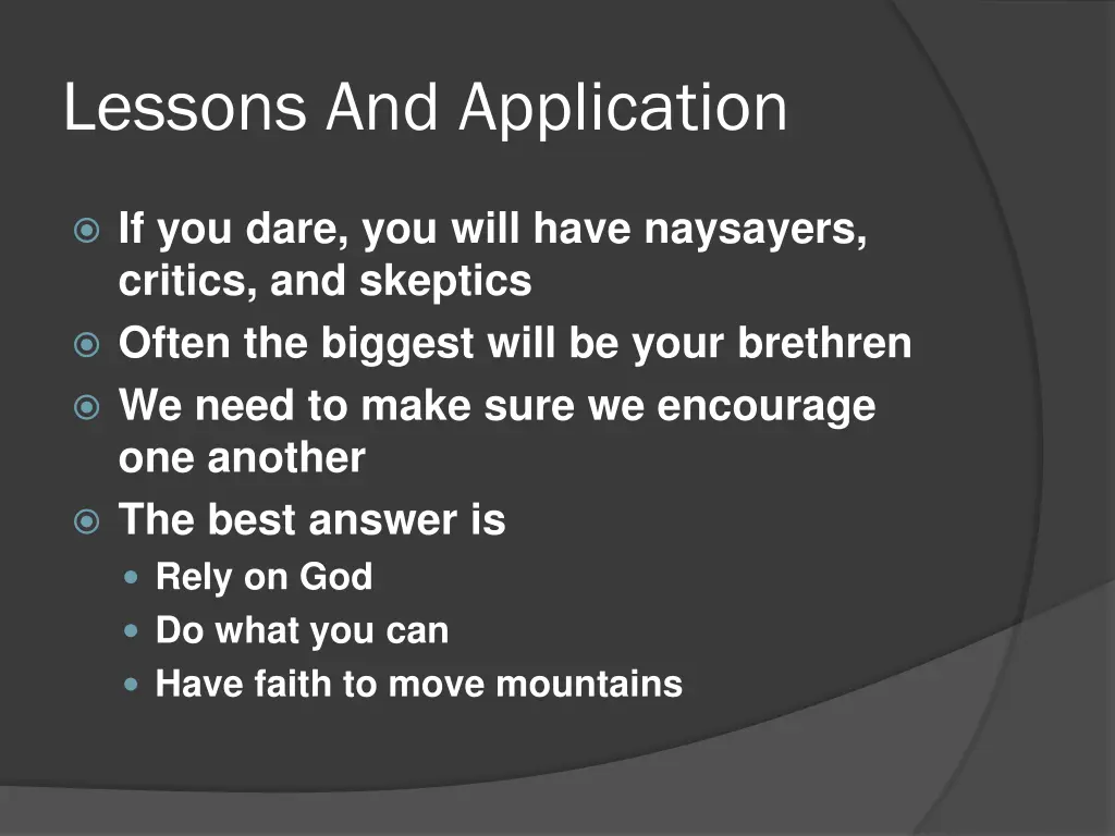 lessons and application