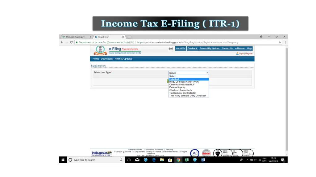 income tax e filing itr 1 1