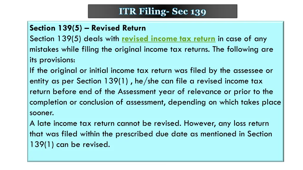 itr filing sec 139 3