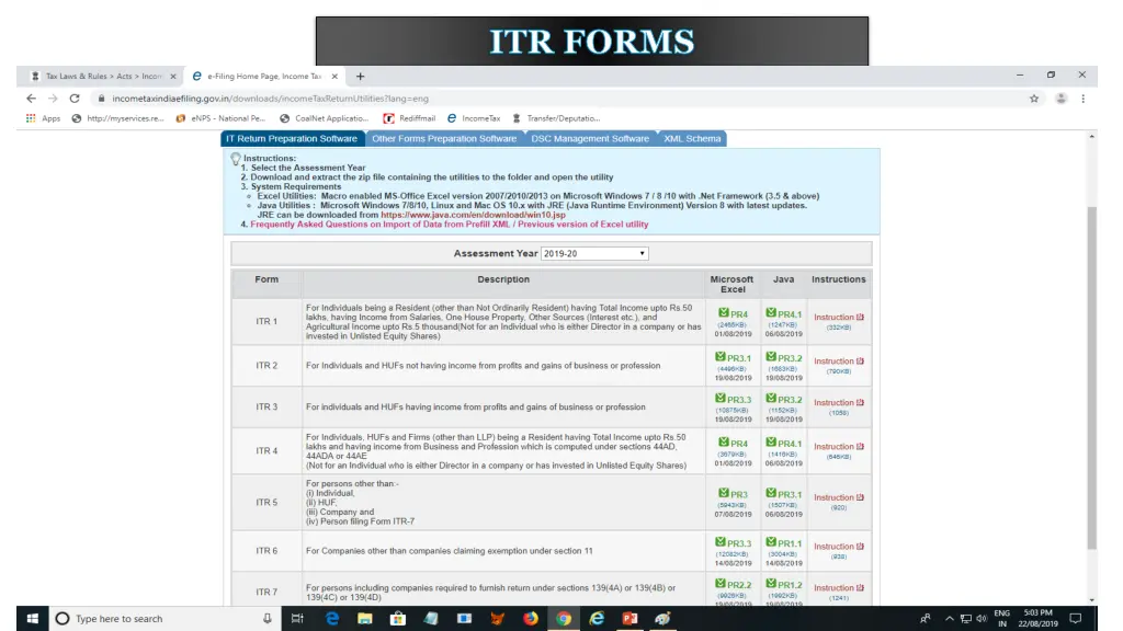 itr forms