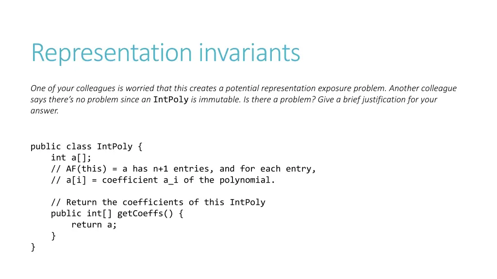 representation invariants