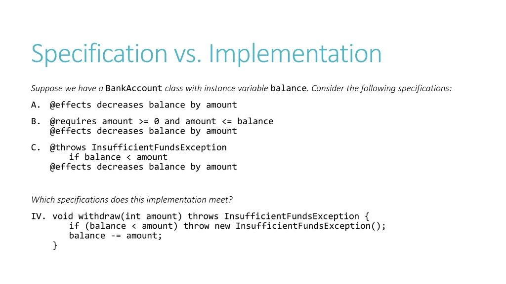 specification vs implementation 12
